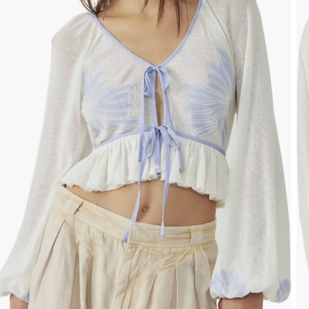 NWT Free People “Lookout tie front top”
